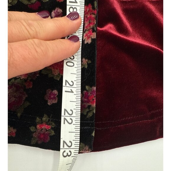 Vtg Inspired Black & Burgundy Velvet Patchwork Long Sleeve Maxi Dress Whimsigoth - Picture 15 of 16